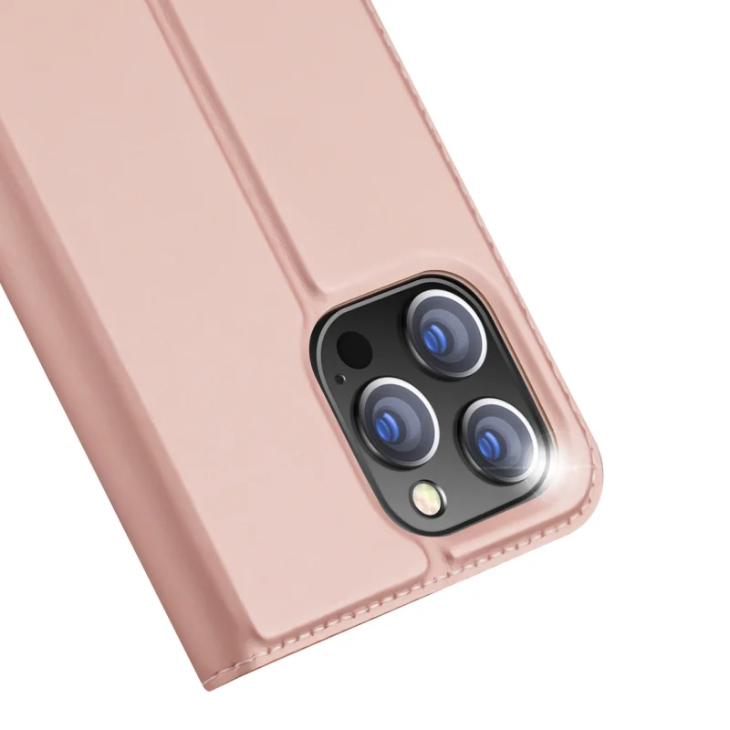 Etui do iPhone 15 Pro Max pokrowiec z klapką i portfelem Dux Ducis Skin Pro - różowe - obrazek 3