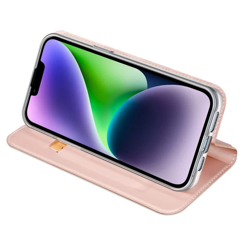 Etui do iPhone 15 Plus pokrowiec z klapką i portfelem Dux Ducis Skin Pro - różowe - obrazek 5