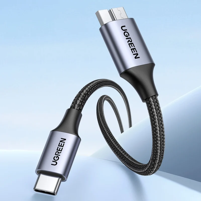 Kabel USB C / micro USB-B 3.0 Ugreen US565 5Gb/s 3A 1m - szary - obrazek 2