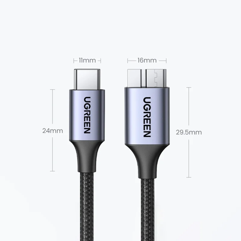 Kabel USB C / micro USB-B 3.0 Ugreen US565 5Gb/s 3A 1m - szary - obrazek 10