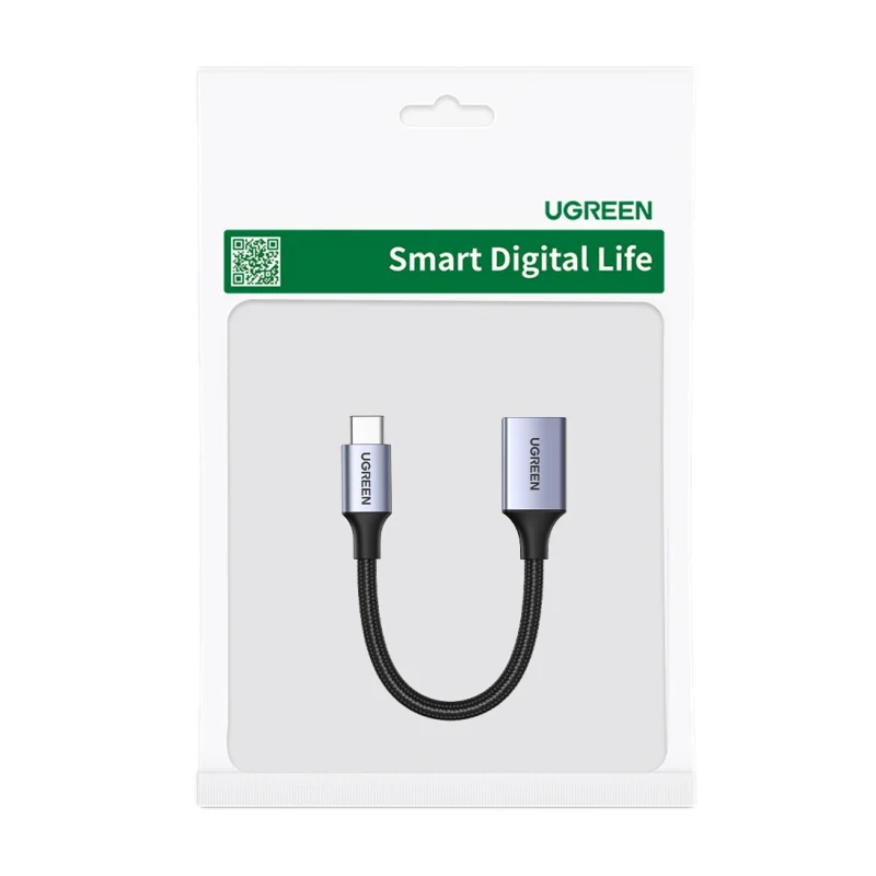 Kabel USB C (męski) - USB (żeński) 3.0 OTG 0.15m Ugreen US378 - czarny - obrazek 5