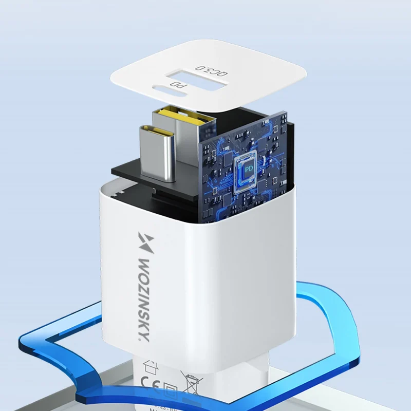 Ładowarka sieciowa Wozinsky WWCEAC GaN USB-A USB-C 33W - biała - obrazek 11