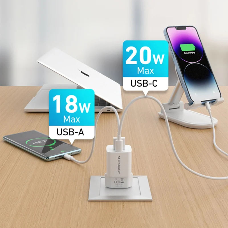 Ładowarka sieciowa Wozinsky WWCEAC GaN USB-A USB-C 33W - biała - obrazek 12