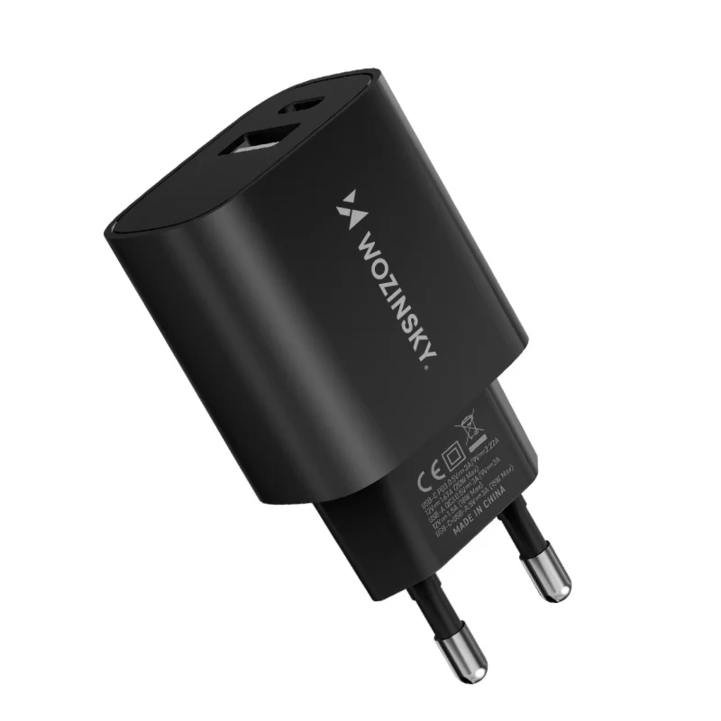 Ładowarka sieciowa Wozinsky WGWCB USB-A USB-C 20W - czarna - obrazek 3