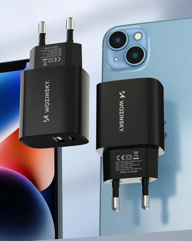 Ładowarka sieciowa Wozinsky WGWCB USB-A USB-C 20W - czarna - obrazek 11