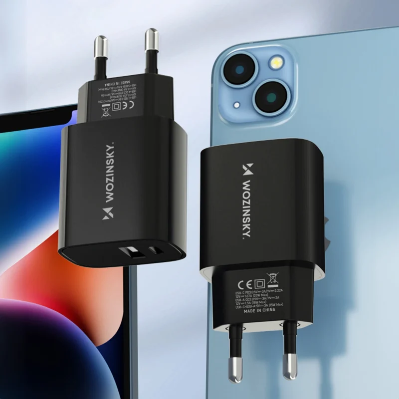 Ładowarka sieciowa Wozinsky WGWCB USB-A USB-C 20W - czarna - obrazek 16