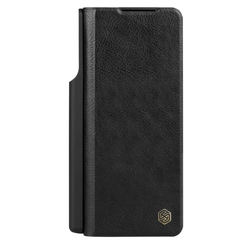 Skórzane etui z klapką i osłoną aparatu do Samsung Galaxy Z Fold 5 Nillkin Qin Leather Pro - czarne - obrazek 2