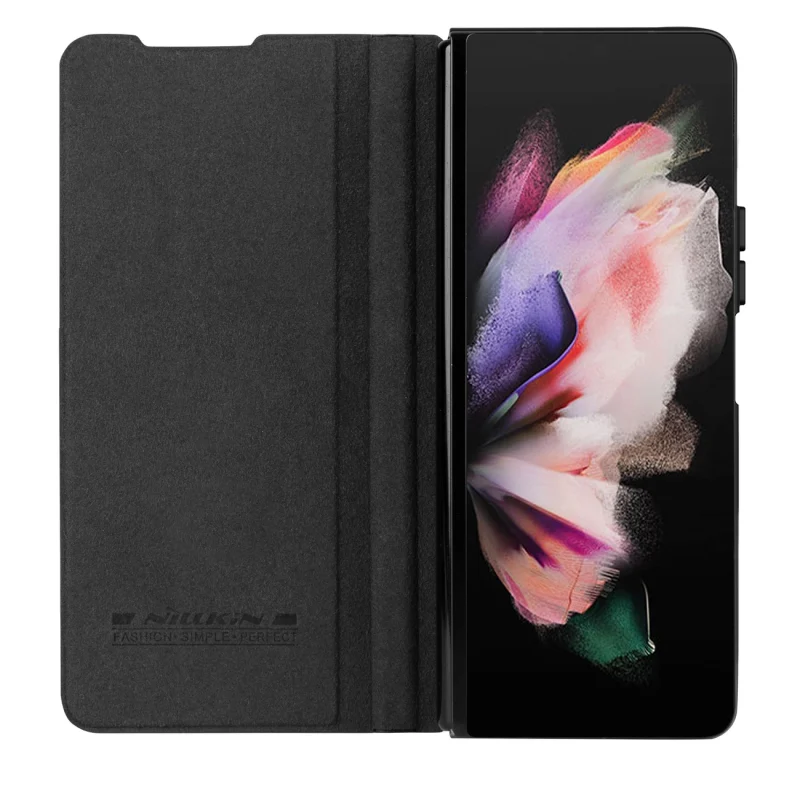 Skórzane etui z klapką i osłoną aparatu do Samsung Galaxy Z Fold 5 Nillkin Qin Leather Pro - czarne - obrazek 5