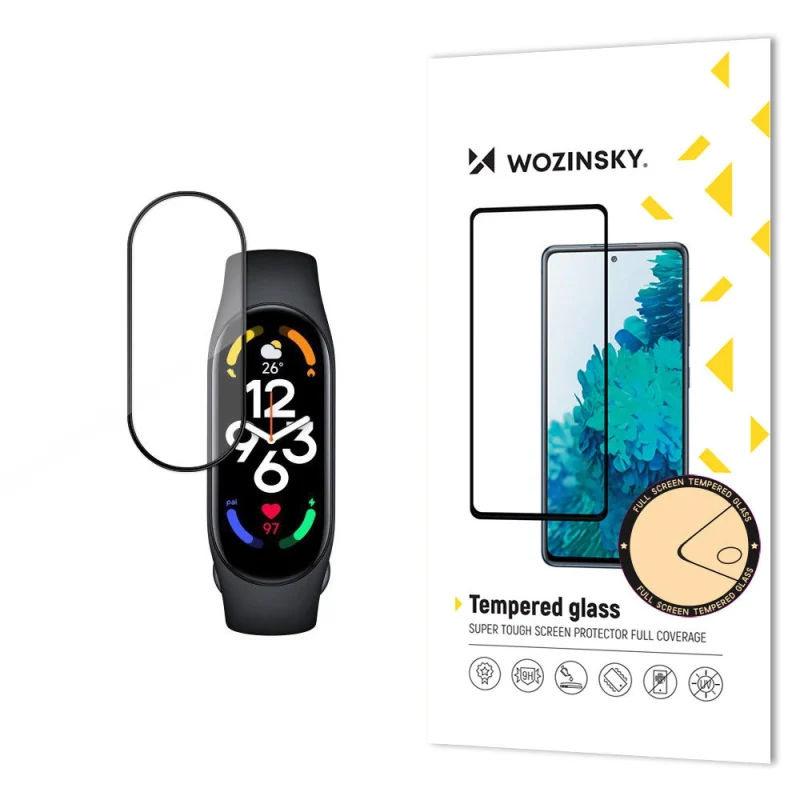 Wytrzymałe szkło hartowane Wozinsky Full Glue na cały ekran z ramką do Xiaomi Mi Band 8 - czarne