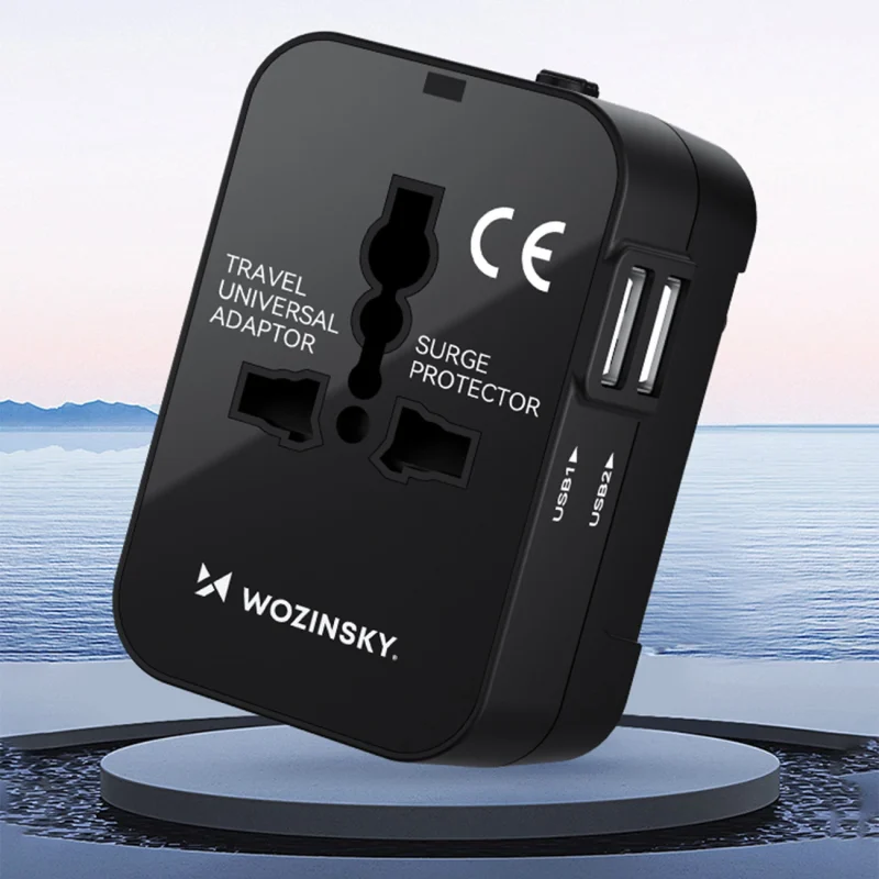 Adapter podróżny Wozinsky WUTWC uniwersalny 24W UE / US / AUS / UK / 2x USB-A - czarny - obrazek 10