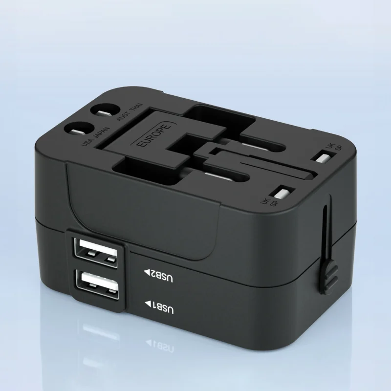 Adapter podróżny Wozinsky WUTWC uniwersalny 24W UE / US / AUS / UK / 2x USB-A - czarny - obrazek 11