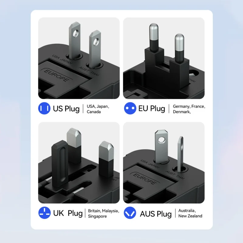 Adapter podróżny Wozinsky WUTWC uniwersalny 24W UE / US / AUS / UK / 2x USB-A - czarny - obrazek 12