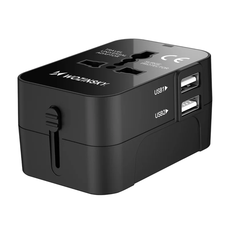 Adapter podróżny Wozinsky WUTWC uniwersalny 24W UE / US / AUS / UK / 2x USB-A - czarny - obrazek 3