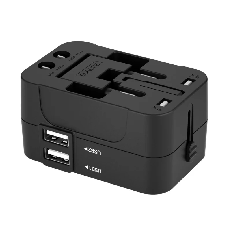 Adapter podróżny Wozinsky WUTWC uniwersalny 24W UE / US / AUS / UK / 2x USB-A - czarny - obrazek 4