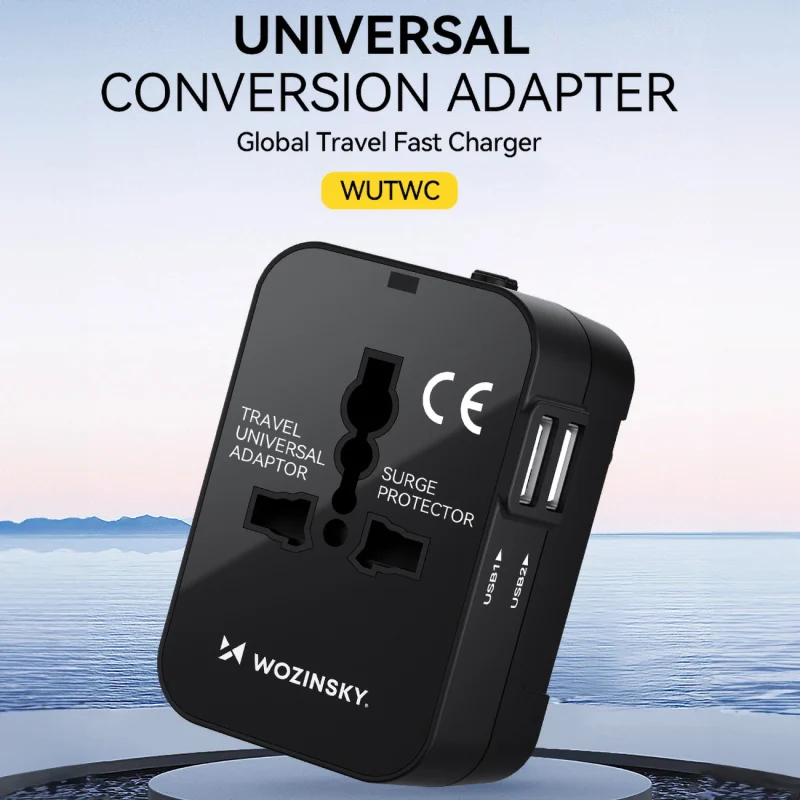 Adapter podróżny Wozinsky WUTWC uniwersalny 24W UE / US / AUS / UK / 2x USB-A - czarny - obrazek 6