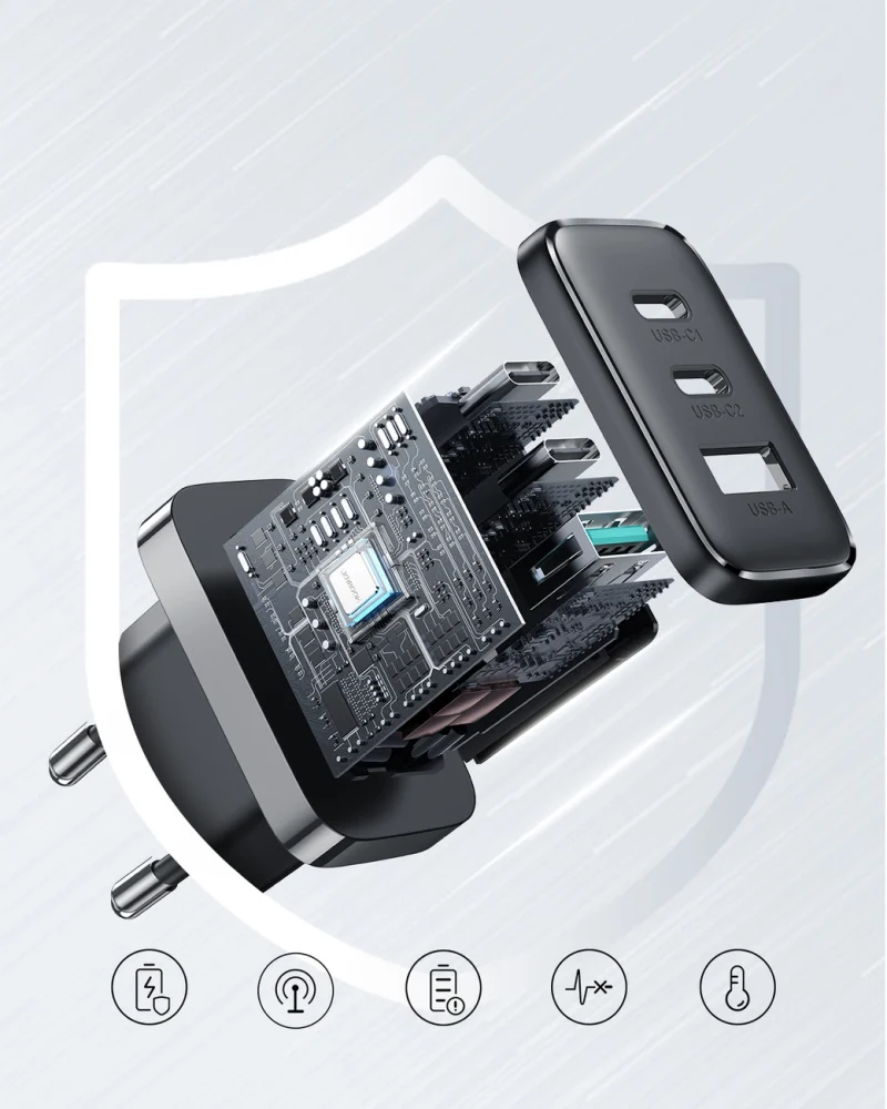 Szybka ładowarka Joyroom JR-TCF10 2x USB-C USB-A 32W - czarna - obrazek 9