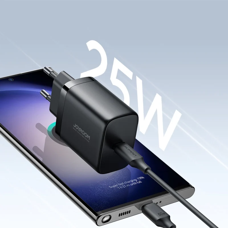 Szybka ładowarka Joyroom JR-TCF11 do 25W + kabel USB-C / USB-C 1m - czarna - obrazek 6