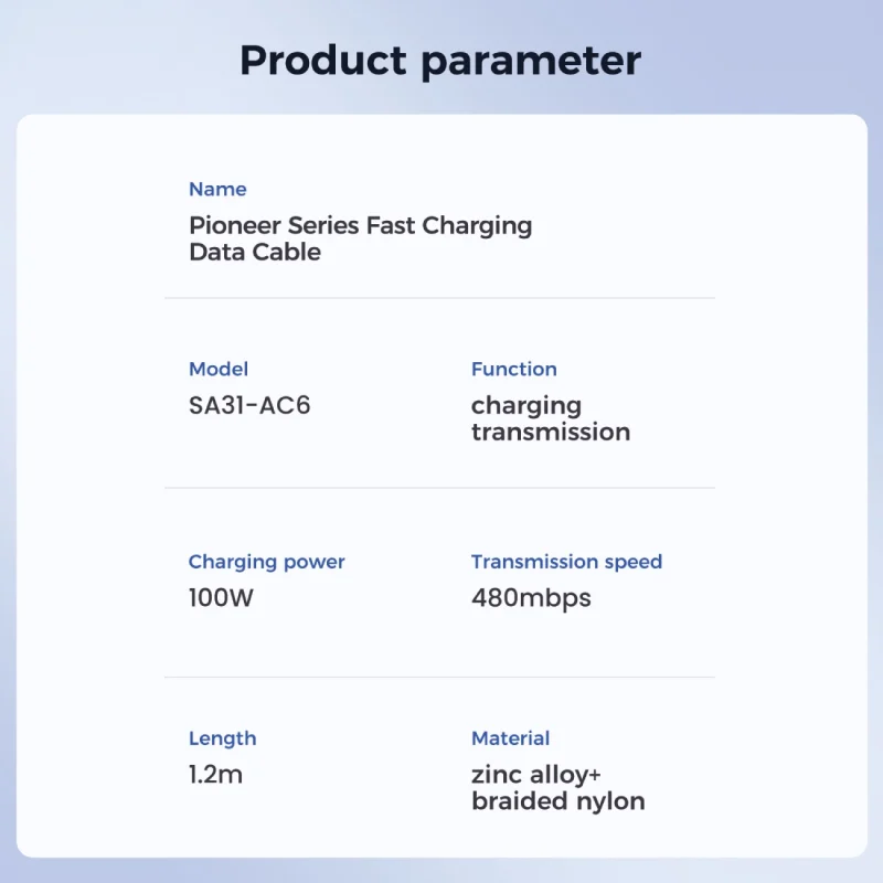 Kabel Joyroom Pioneer Series SA31-AC6 USB-A / USB-C 100W 1.2m - czarny - obrazek 9