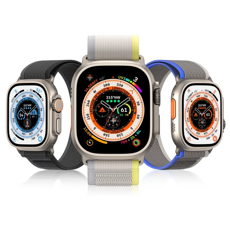 Sportowy pasek na rzepy do Apple Watch Ultra / 9 / 8 / 7 / 6 / SE / 5 / 4 / 3 / 2 / 1 (42, 44, 45, 49 mm) Dux Ducis Strap YJ Version - niebiesko-szary - obrazek 2