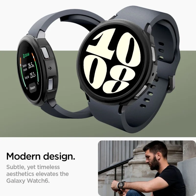 Etui Spigen Liquid Air na Samsung Galaxy Watch 6 (44 mm) - czarny mat - obrazek 3