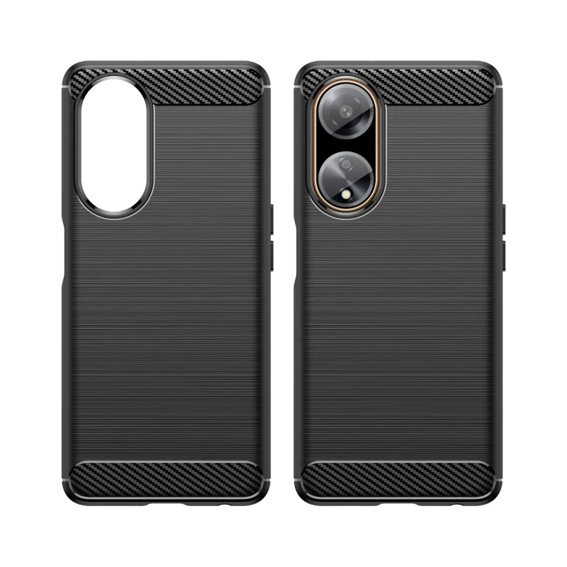 Elastyczne etui wzór karbon do Oppo A98 5G Carbon Case - czarne - obrazek 2