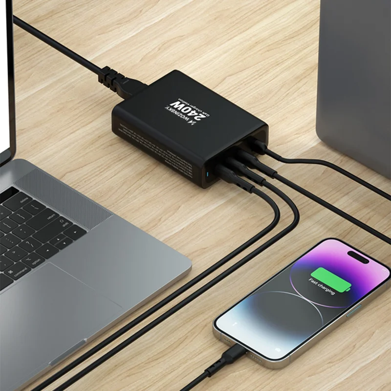 Ładowarka sieciowa GaN Wozinsky WGCSB 240W USB-A / 3 x USB-C - czarna - obrazek 15