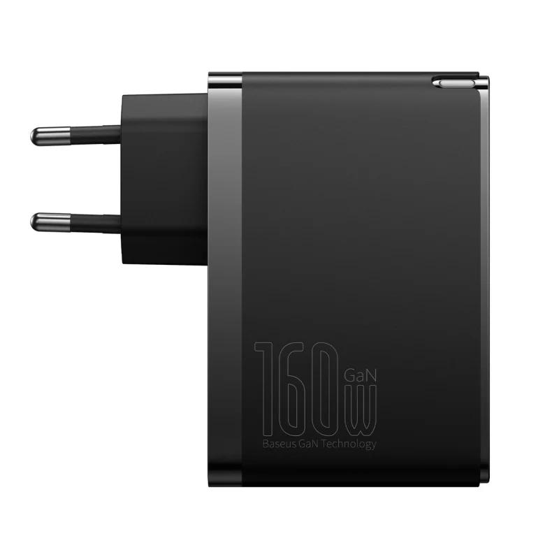 Ładowarka sieciowa GaN Baseus GaN5 Pro 2x USB-C / USB-A 160W - czarna + kabel USB-C - USB-C 240W - czarny - obrazek 4