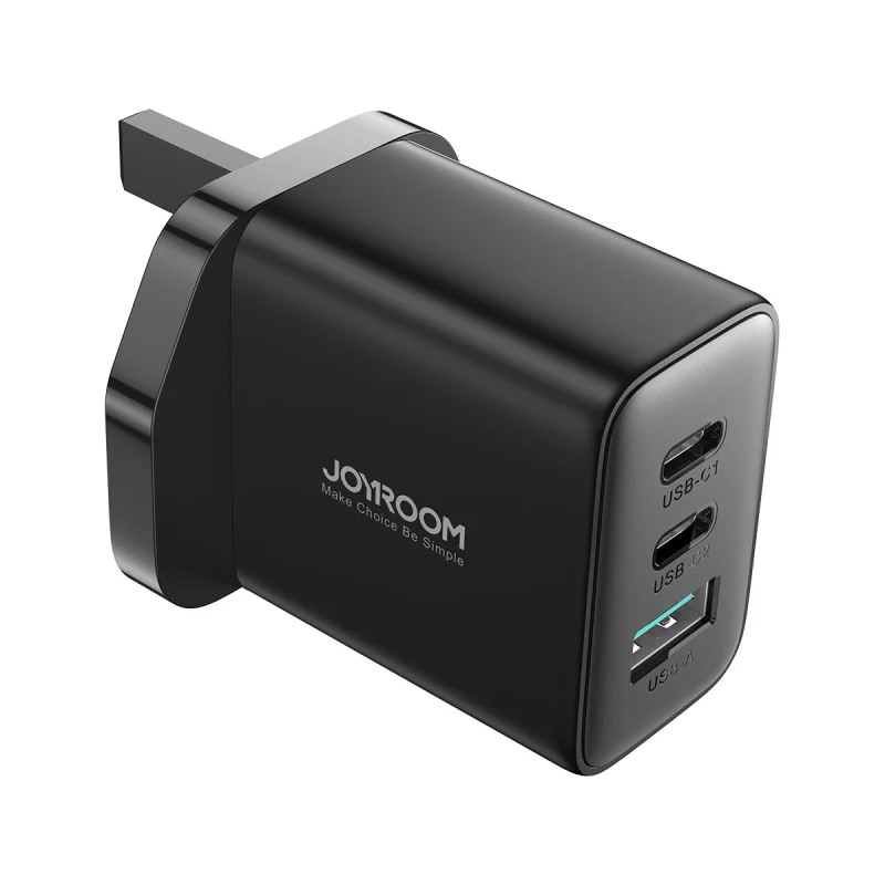 Szybka ładowarka Joyroom JR-TCF10 2x USB-C USB-A 32W (wtyczka UK) - czarna - obrazek 2