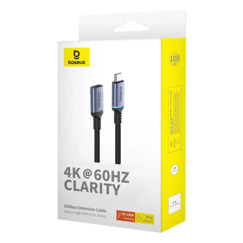 Kabel Baseus B0063370C111-01 USB-C - USB-C 4K 60Hz 100W 10Gb/s 1m - czarny - obrazek 5