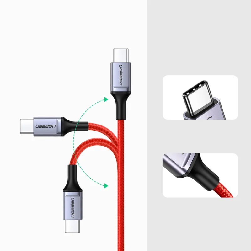 Kabel Ugreen US294 USB-C - USB-C 3A 480Mb/s 1m - czerwony - obrazek 4