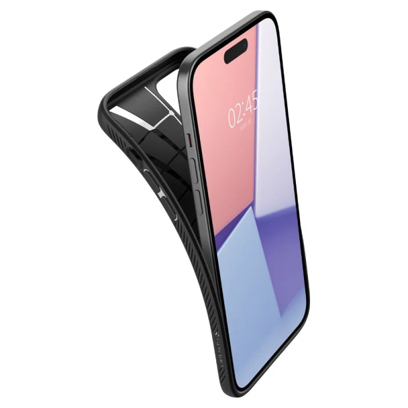 Etui Spigen Liquid Air na iPhone 15 - czarny mat - obrazek 7