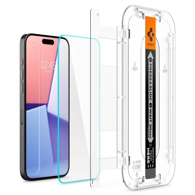 Szkło hartowane Spigen Glas.tR EZ Fit na iPhone 15 Pro - 2 szt. - obrazek 2