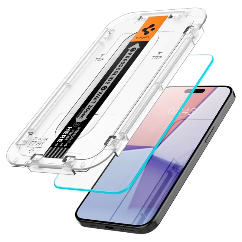 Szkło hartowane Spigen Glas.tR EZ Fit na iPhone 15 Pro - 2 szt. - obrazek 3