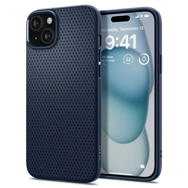 Etui Spigen Liquid Air na iPhone 15 - niebieskie