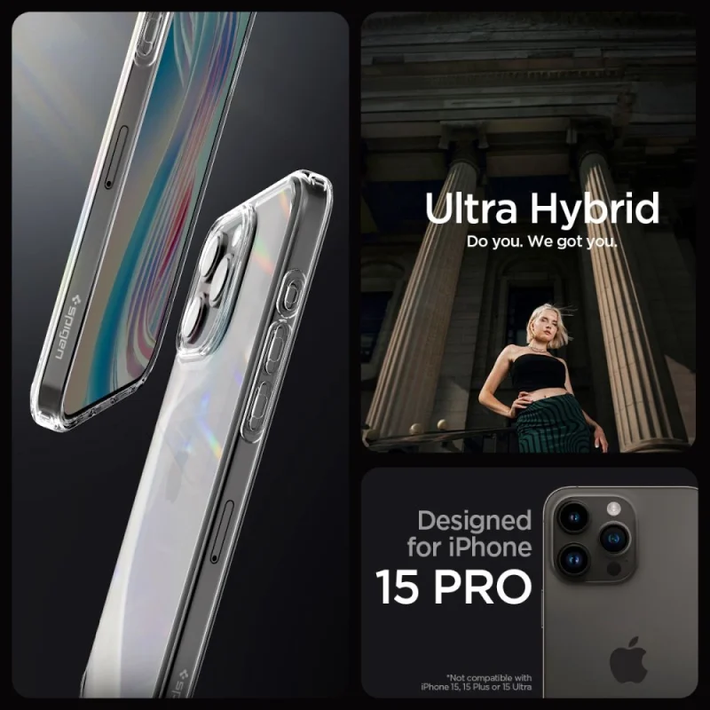 Etui Spigen Ultra Hybrid na iPhone 15 Pro - przezroczyste - obrazek 10