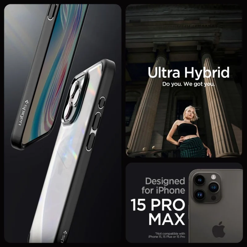 Etui Spigen Ultra Hybrid na iPhone 15 Pro Max - czarny mat - obrazek 10