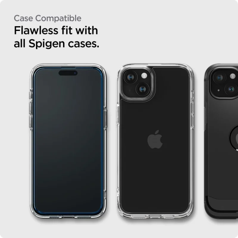 Szkło hartowane Spigen ALM Glass FC na iPhone 15 - czarne 2 szt. - obrazek 9