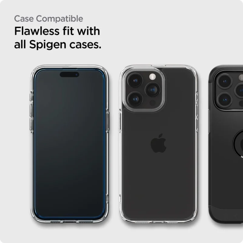 Szkło hartowane Spigen ALM Glass FC na iPhone 15 Pro - czarne 2 szt. - obrazek 10