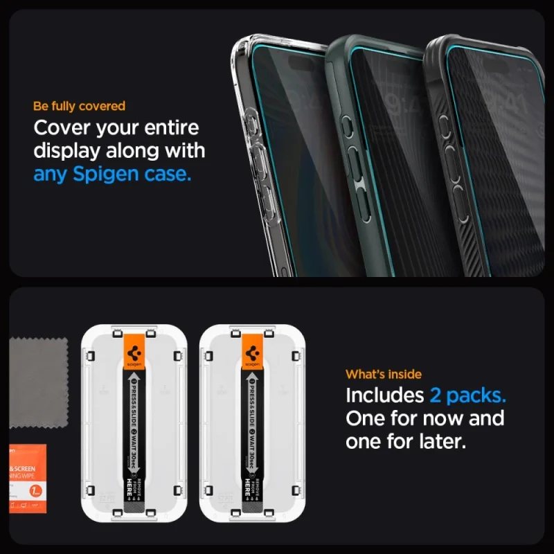 SZKŁO HARTOWANE SPIGEN GLAS.TR ”EZ FIT” 2-PACK IPHONE 15 PLUS / 16 PLUS PRIVACY - obrazek 11