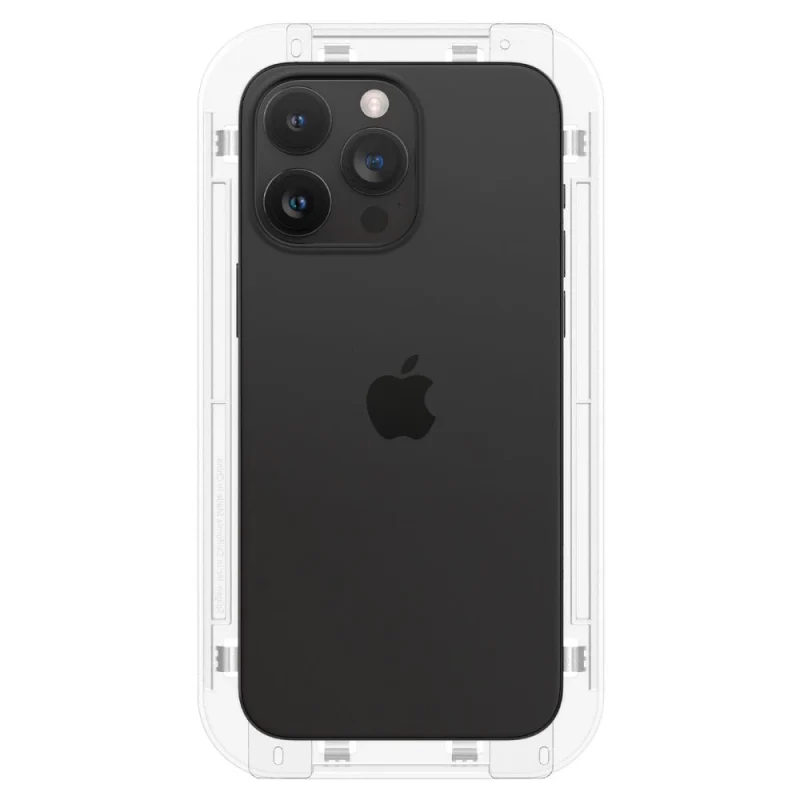 Szkło hartowane Spigen Glas.tR EZ Fit FC na iPhone 15 Pro - czarne 2 szt. - obrazek 7