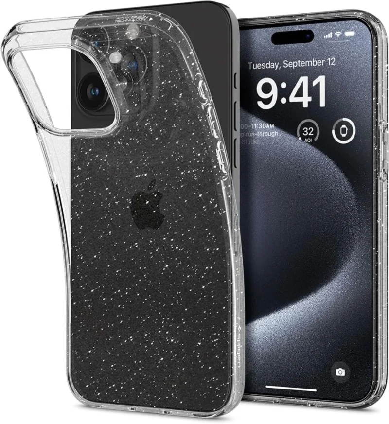 Etui Spigen Liquid Crystal na iPhone 15 Pro - przezroczysto-brokatowe