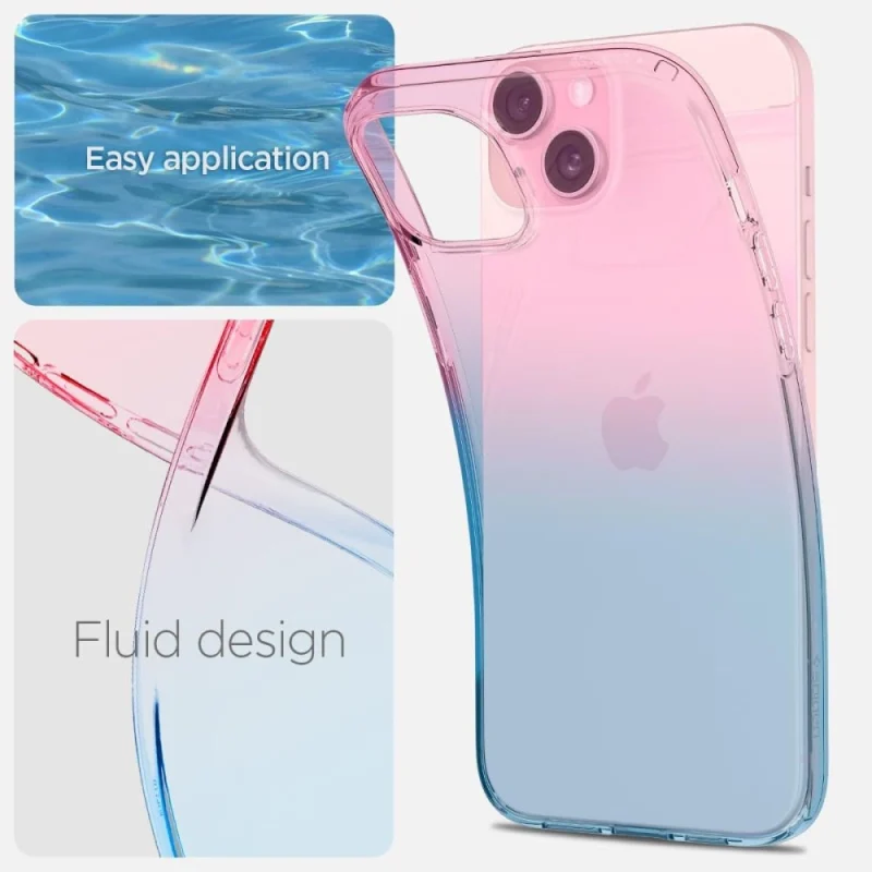 Etui Spigen Liquid Crystal na iPhone 15 - różowo-niebieskie - obrazek 12