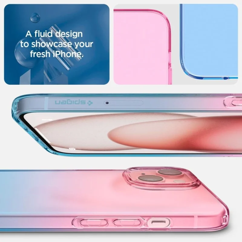 Etui Spigen Liquid Crystal na iPhone 15 - różowo-niebieskie - obrazek 14