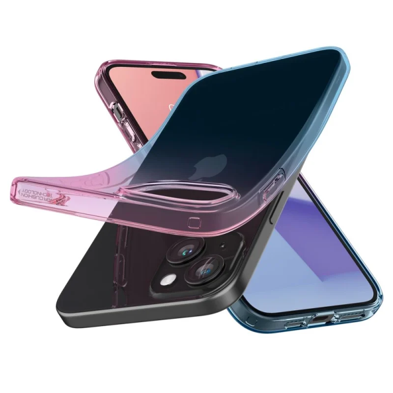 Etui Spigen Liquid Crystal na iPhone 15 - różowo-niebieskie - obrazek 7