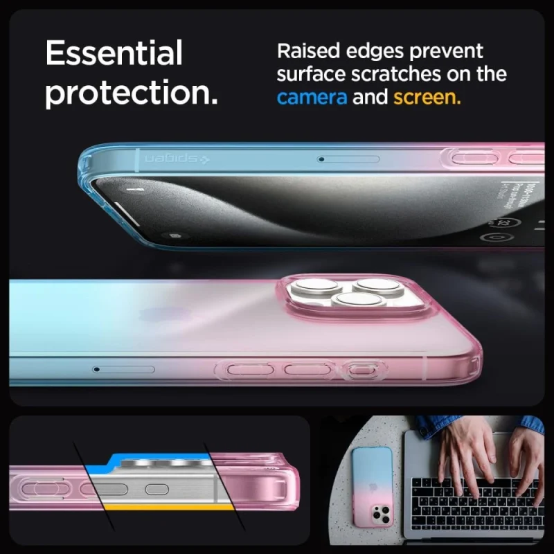 Etui Spigen Liquid Crystal na iPhone 15 Pro - różowo-niebieskie - obrazek 11