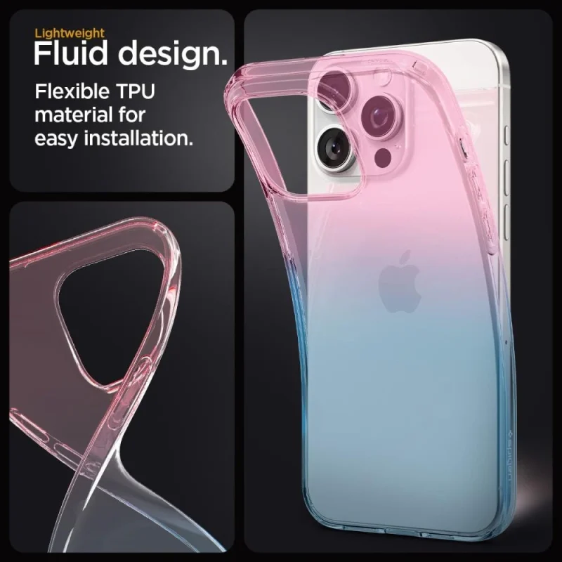 Etui Spigen Liquid Crystal na iPhone 15 Pro - różowo-niebieskie - obrazek 14