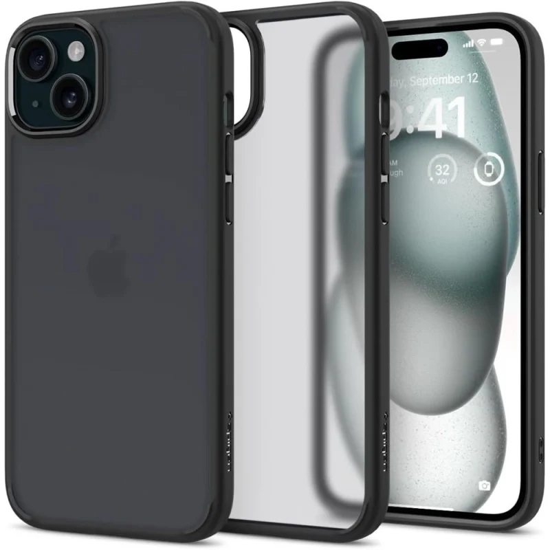 Etui Spigen Ultra Hybrid na iPhone 15 - przezroczysto-czarne