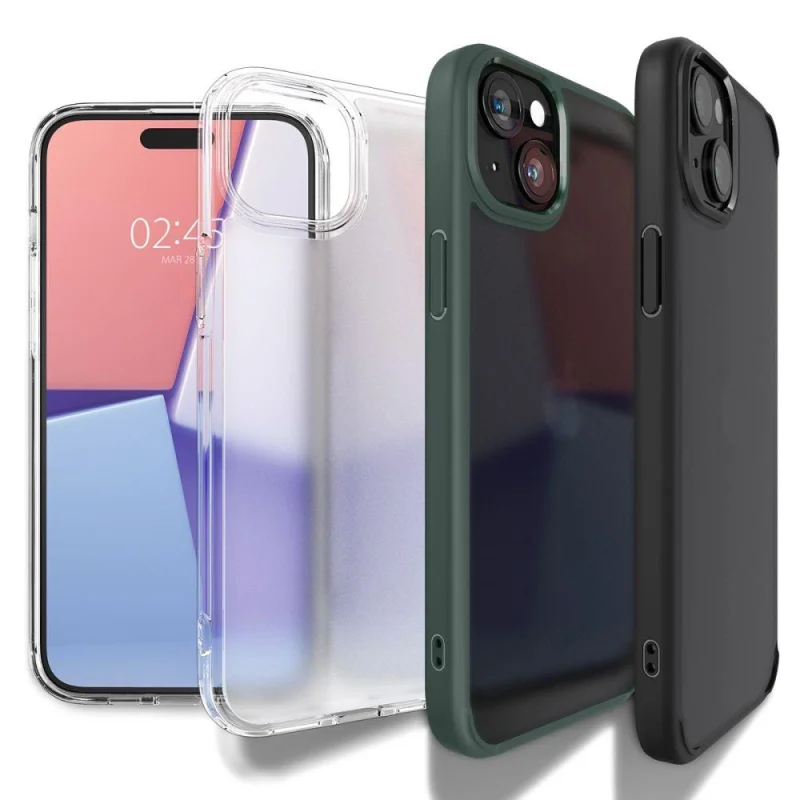 Etui Spigen Ultra Hybrid na iPhone 15 - przezroczysto-czarne - obrazek 10