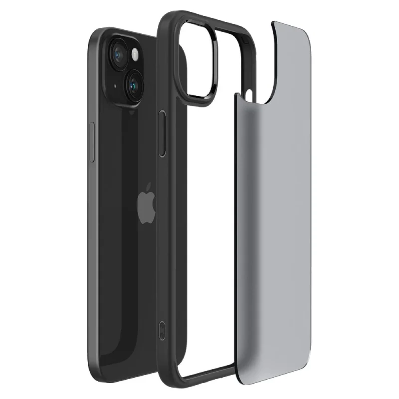 Etui Spigen Ultra Hybrid na iPhone 15 - przezroczysto-czarne - obrazek 6