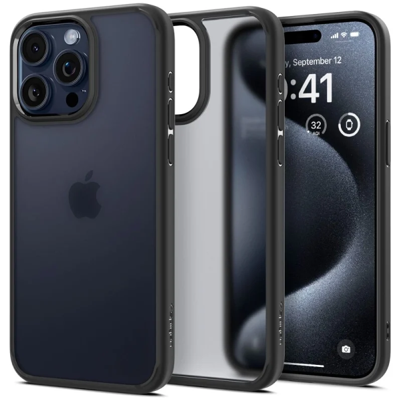 Etui Spigen Ultra Hybrid na iPhone 15 Pro - przezroczysto-czarne